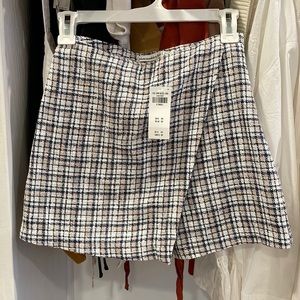 Abercrombie & Fitch Tweed Navy and Cream Skort